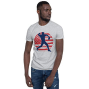 Baseball player, red white and blue  Unisex T-Shirt - plusminusco.com