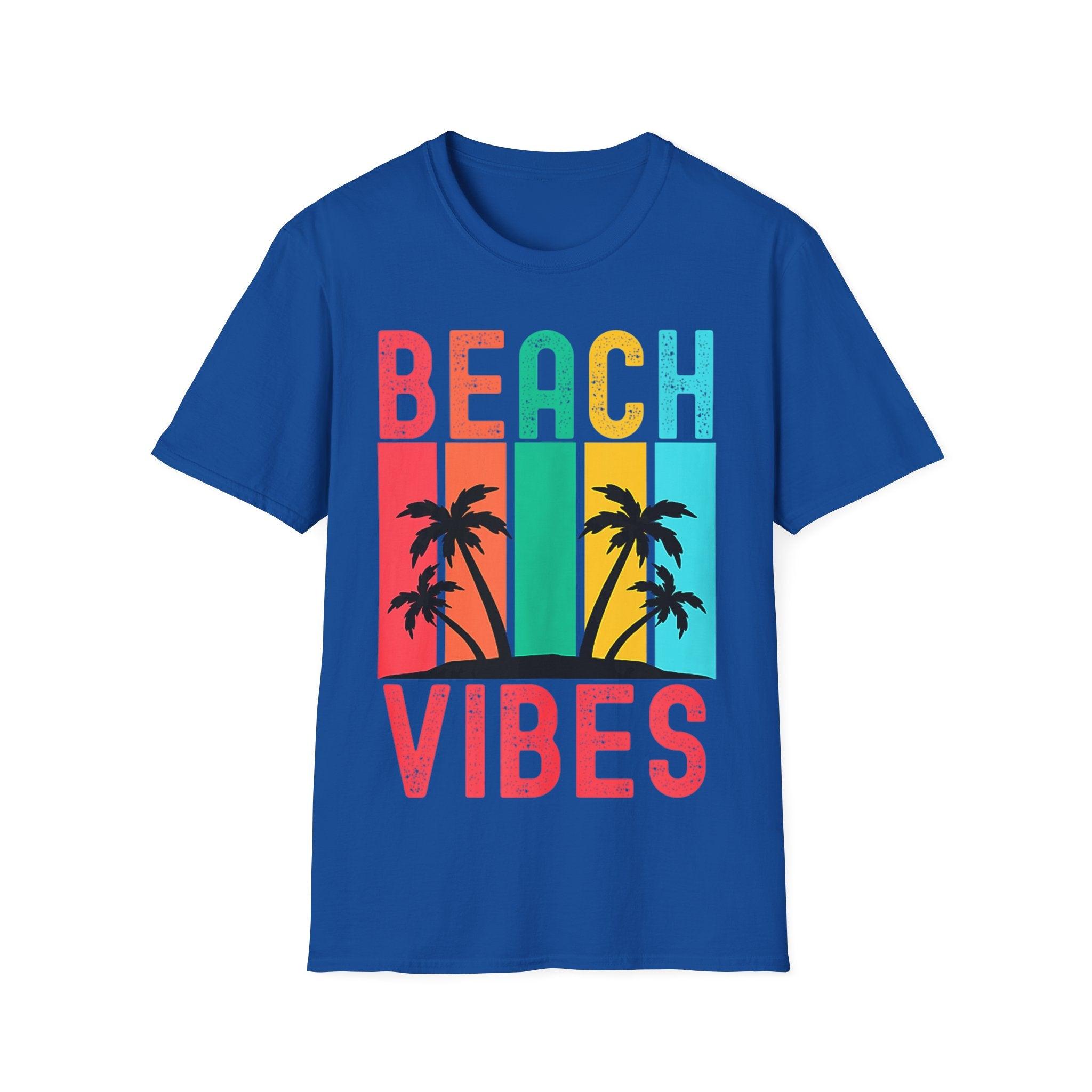 Beach Vibes Retro Vintage Sunset Palm Trees Summer Tank Top T-shirt Cotton, Crew neck, DTG, Men's Clothing, Regular fit, T-shirts, Women's Clothing - plusminusco.com