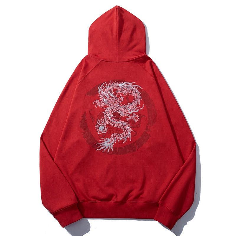 Heavy embroidery gold dragon sweatshirt men's loose autumn pure cotton Chinese style national trend jacket - plusminusco.com