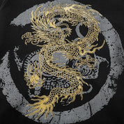 Heavy embroidery gold dragon sweatshirt men's loose autumn pure cotton Chinese style national trend jacket - plusminusco.com