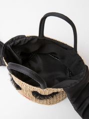 Japanese Cartoon Embroidery Pearl Grass Woven Bag - plusminusco.com