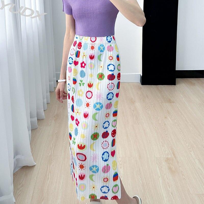 Skirt Spring Summer New Senior Niche Printed Fresh Pleated Hundred with Thin Party Prom Women's Half-body Skirt - plusminusco.com