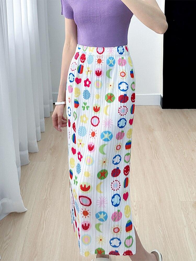 Skirt Spring Summer New Senior Niche Printed Fresh Pleated Hundred with Thin Party Prom Women's Half-body Skirt - plusminusco.com