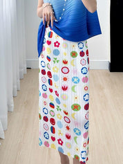 Skirt Spring Summer New Senior Niche Printed Fresh Pleated Hundred with Thin Party Prom Women's Half-body Skirt - plusminusco.com