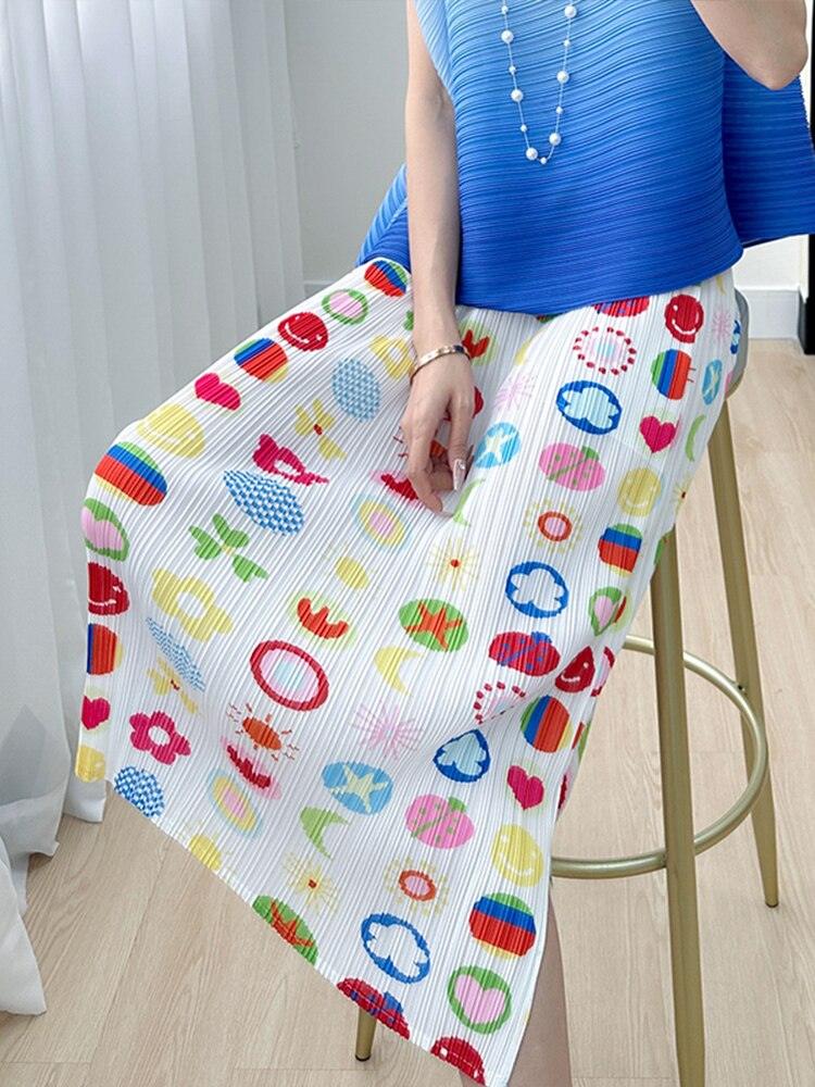 Skirt Spring Summer New Senior Niche Printed Fresh Pleated Hundred with Thin Party Prom Women's Half-body Skirt - plusminusco.com