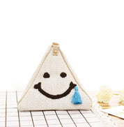 Woven Bag Straw Sling Bag Smiley Face Design - plusminusco.com