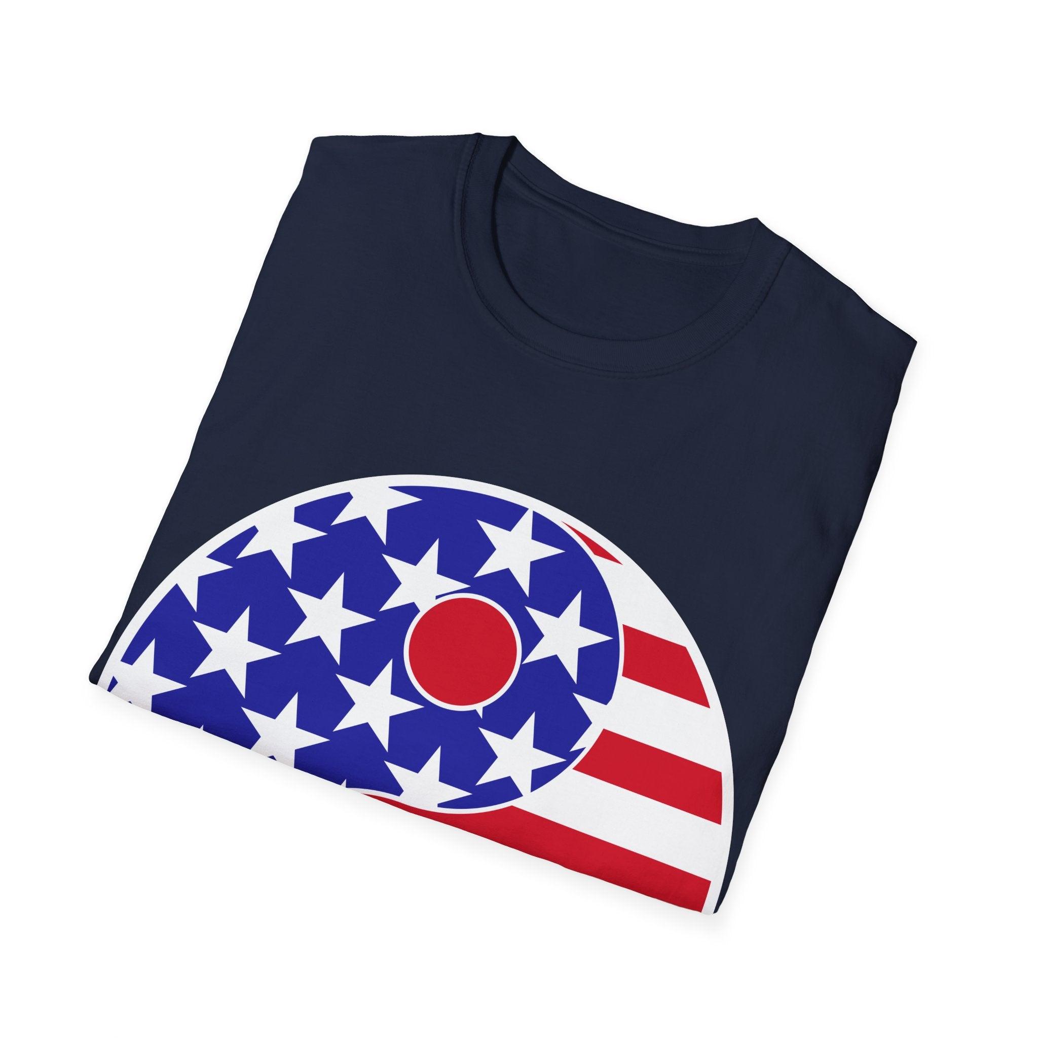 Yin YANG American flag Unisex Softstyle T-Shirt Crew neck, DTG, Men's Clothing, Regular fit, T-shirts - plusminusco.com