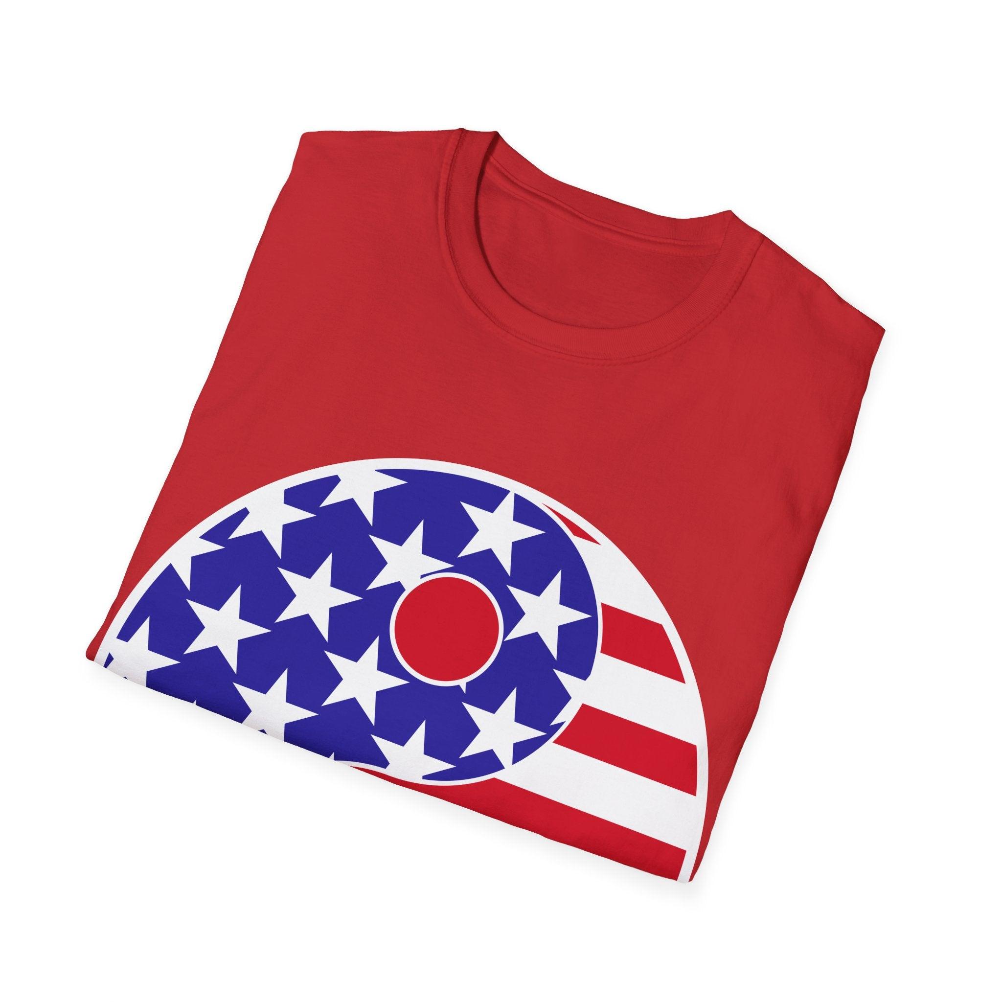 Yin YANG American flag Unisex Softstyle T-Shirt Crew neck, DTG, Men's Clothing, Regular fit, T-shirts - plusminusco.com