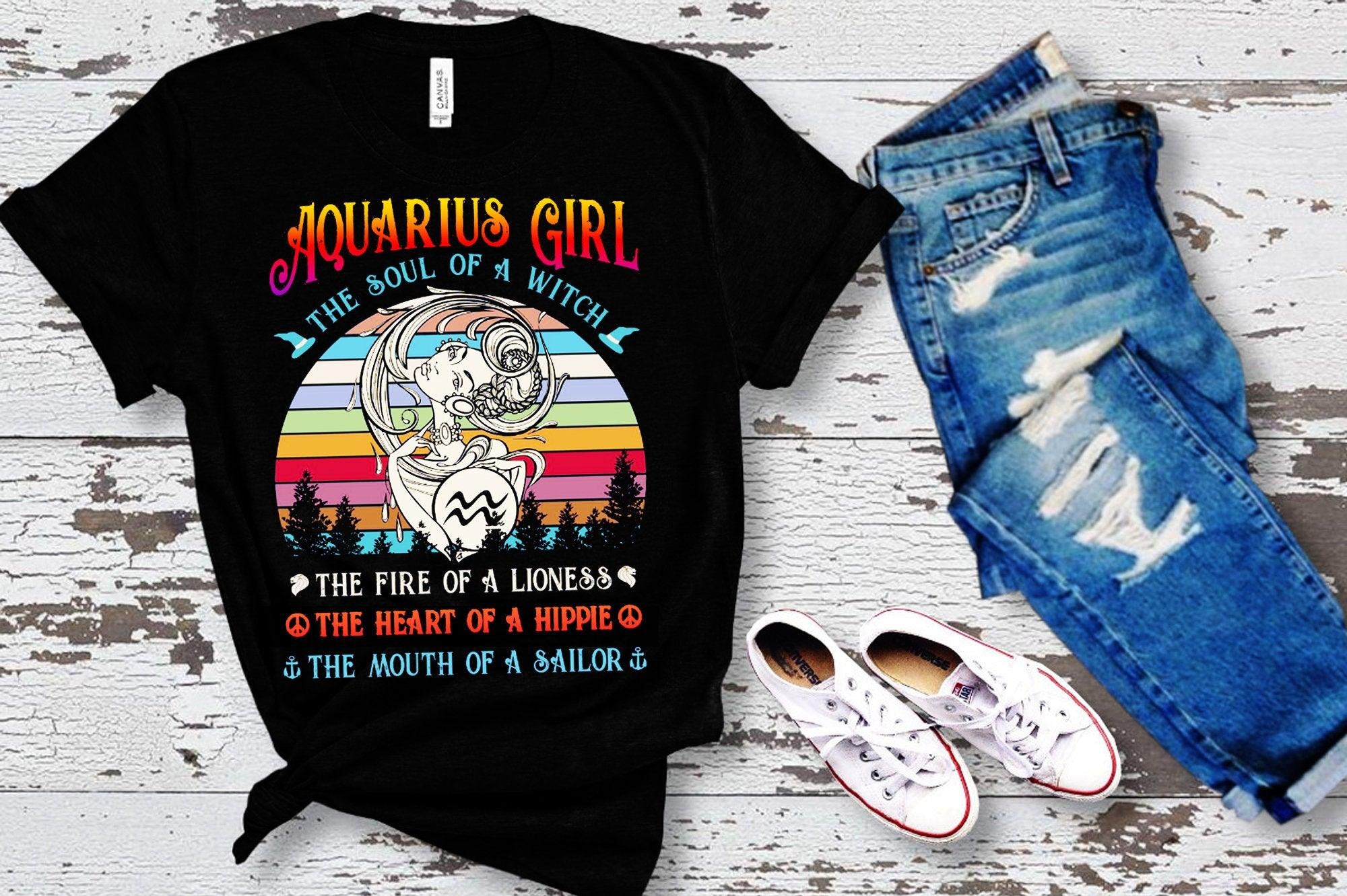 Aquarius Girl The Soul Of A Witch Awesome T-Shirts, the fire of lioness, the heart of hippie, mouth of a sailor Aquarius Girl, Aquarius quality, aquarius water sign, Aquarius Zodiac, December born, February born, January born, mouth of a sailor, the fire of lioness, the heart of hippie, The Soul Of A, Witch Awesome, Zodiac Aquarius - plusminusco.com