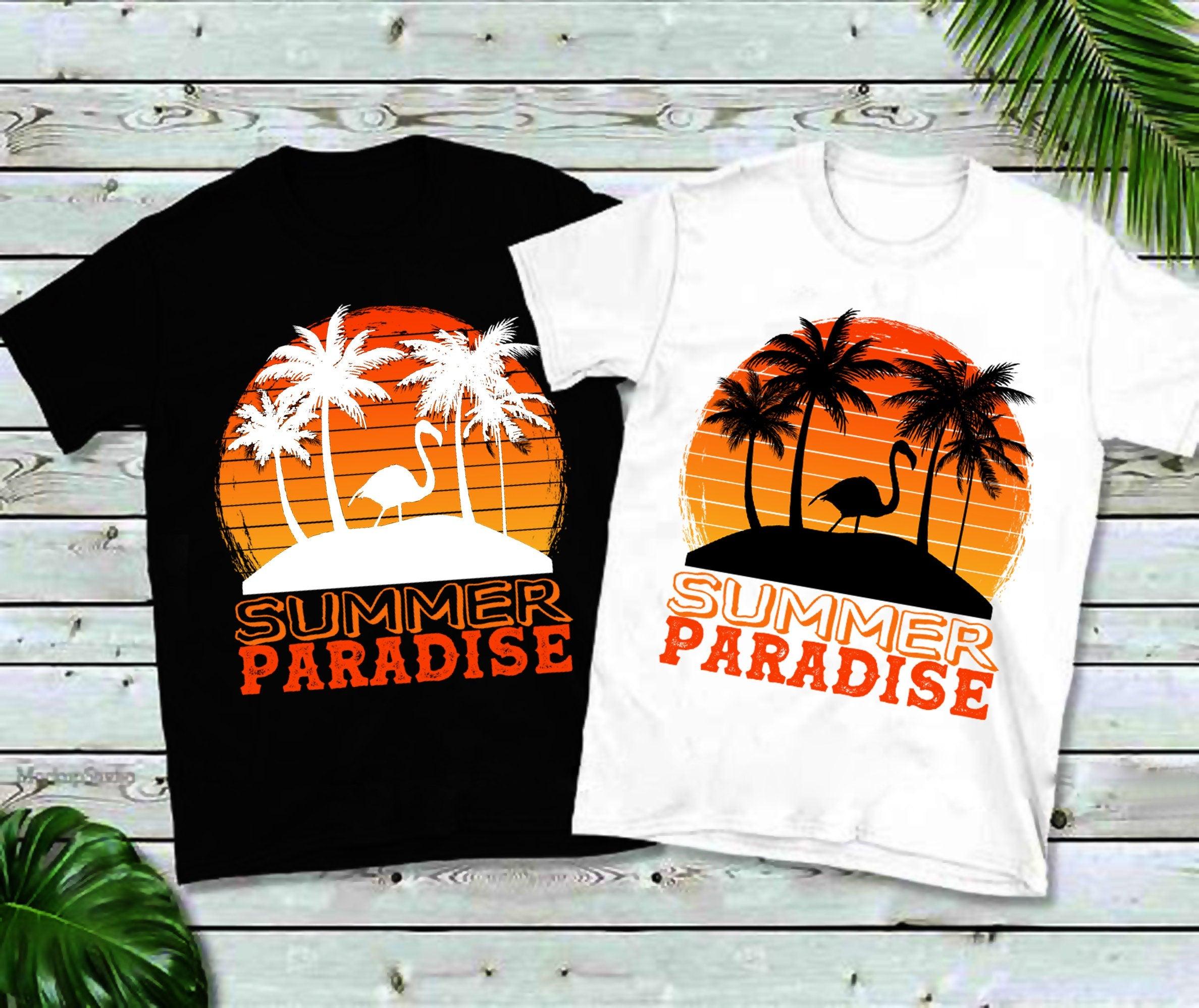 Beach Palm Trees Flamingo | Summer Paradise | Retro Sunset T-Shirts, Island Life T-Shirt | Summer Shirt | Vacation Shirt Adventure Shirt, beach paradise, Fairies Green, Fairy Mushroom, Island Life T-Shirt, palm spring shirt, Spring Break Gift, Spring Shirts, summer beach shirt, Summer Paradise, Summer Shirt, vacation, Vacation Shirt - plusminusco.com