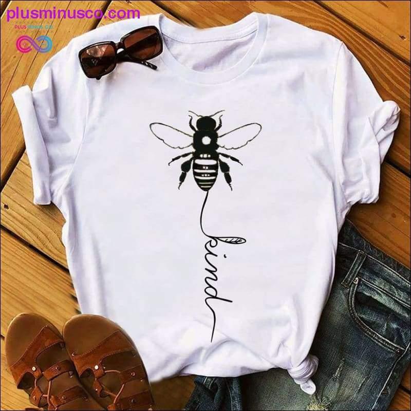 Bee Kind Print Women Short Sleeve O Neck Loose Tshirt 2020 - plusminusco.com