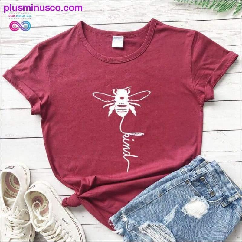 Bee Kind Print Women Short Sleeve O Neck Loose Tshirt 2020 - plusminusco.com