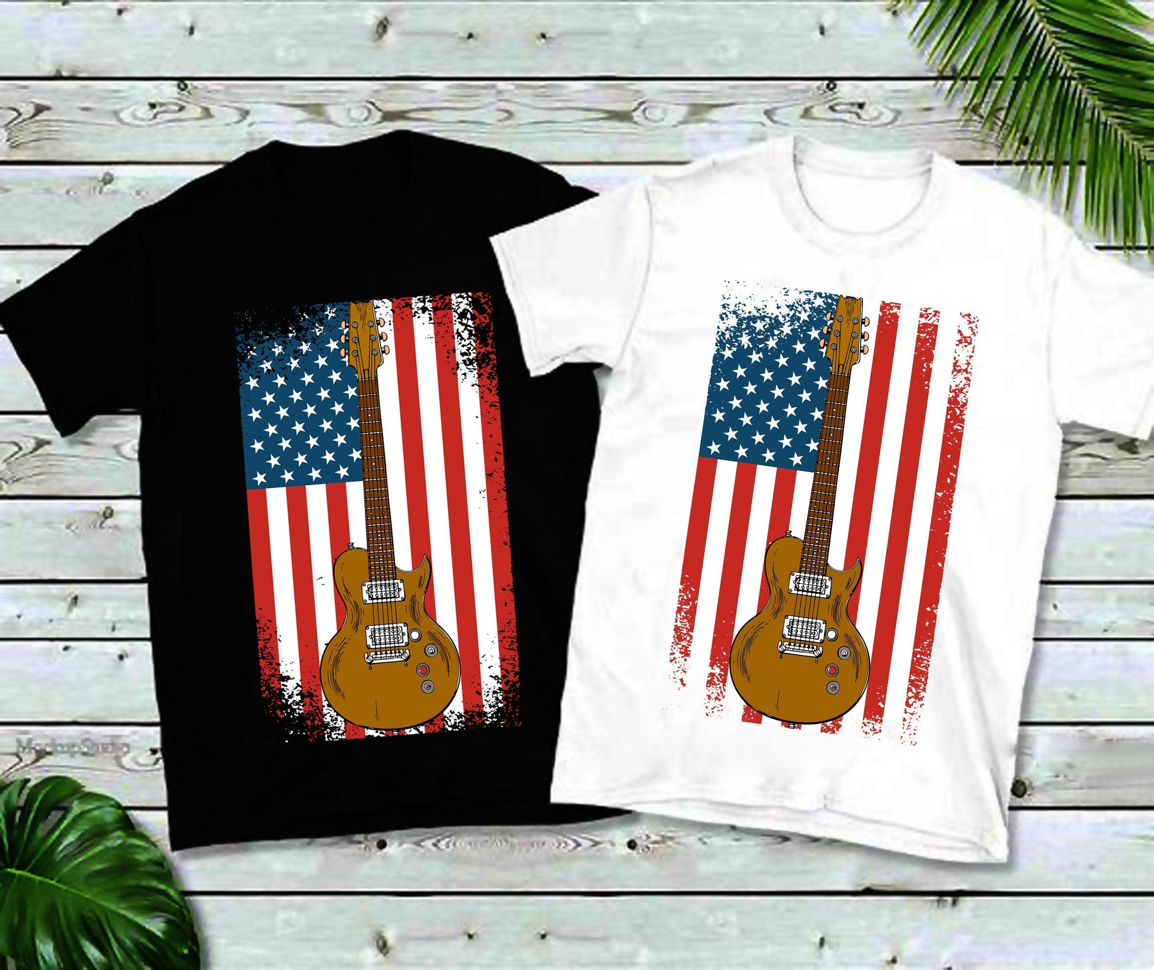 Classic Guitar Distressed American Flag T-Shirts,America Shirt, America T, 4th of July Tee, Unisex Sized, music lover guitar player USA love 4th of july shirt, 4th of July Tee, America Shirt, american flag shirt, classic guitar, distressed American, fourth of july shirt, July 4th USA USA, music lover guitar, patriotic shirt, red white and blue, usa shirt, USA T - plusminusco.com