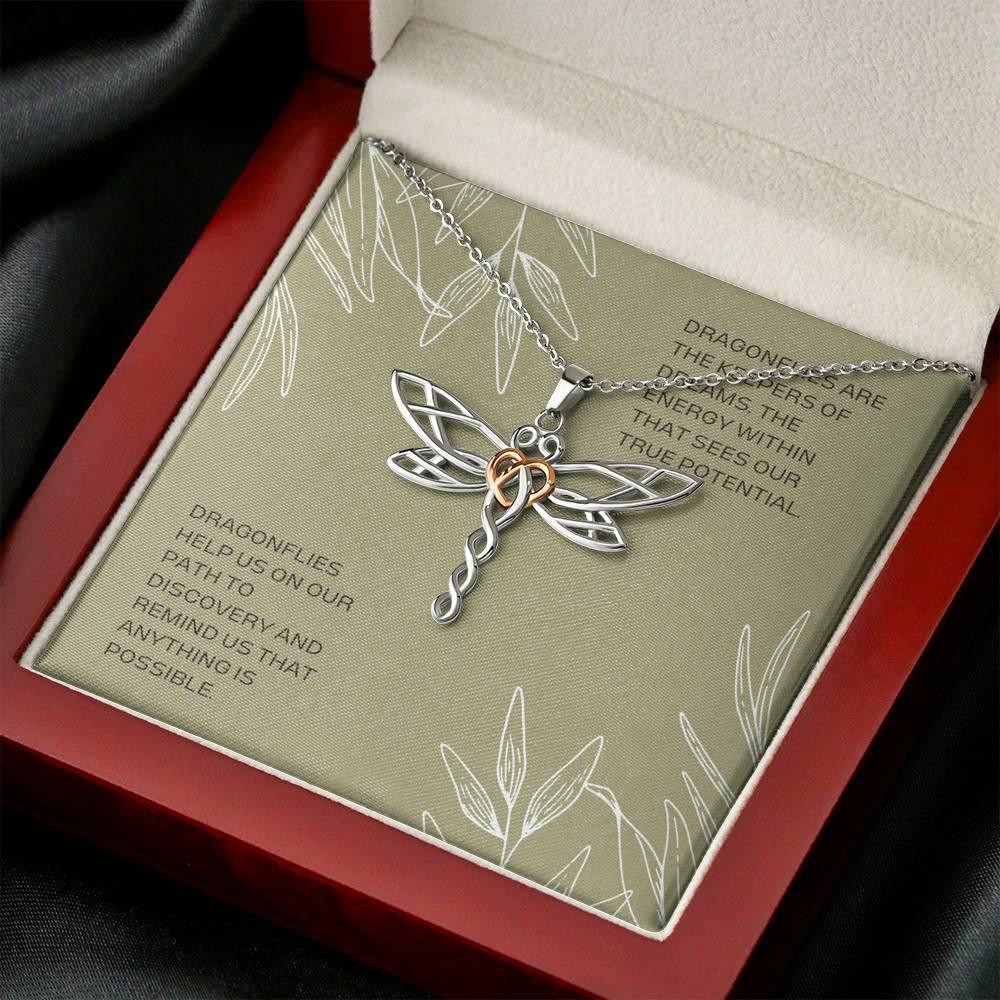 Dragonfly Necklace Pendant | Spiritual Meaning Gift for Daughter, Woman Jewelry | Silver Warrior Necklace Items | Large Libelle Items Gifts - plusminusco.com