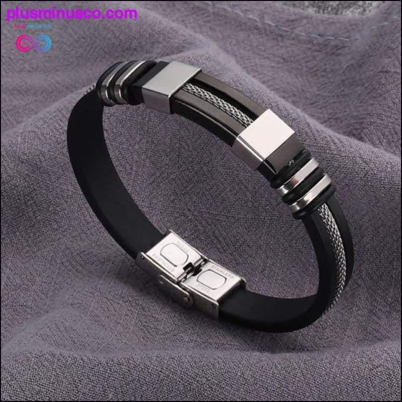 Stainless Steel Black Charm Bracelets for Men || PlusMinusCo - plusminusco.com