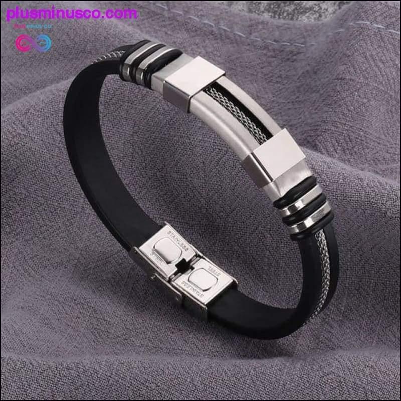 Stainless Steel Black Charm Bracelets for Men || PlusMinusCo - plusminusco.com