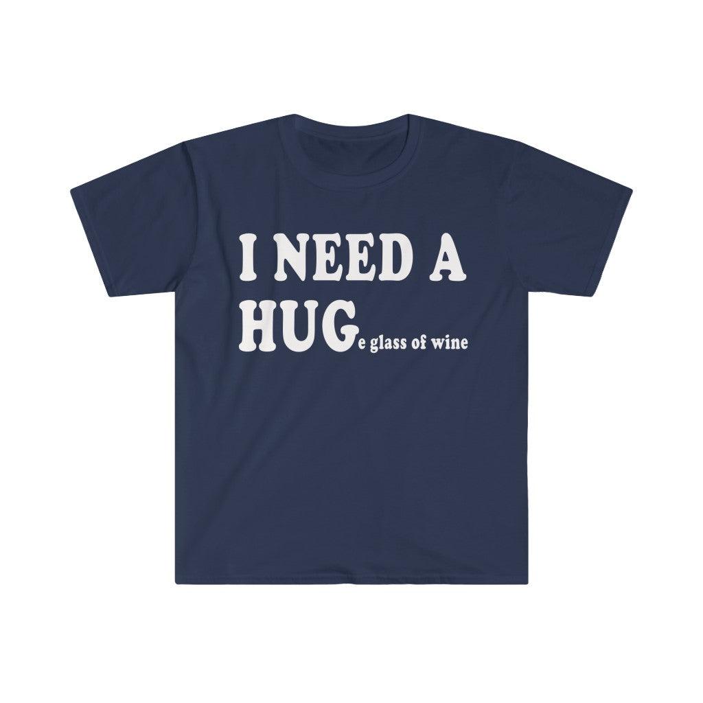 I Need A Huge Glass of Wine Funny T-Shirts, Alcohol Drinking Shirt Funny Letter Print Short Sleeve Novelty Tees Top - plusminusco.com