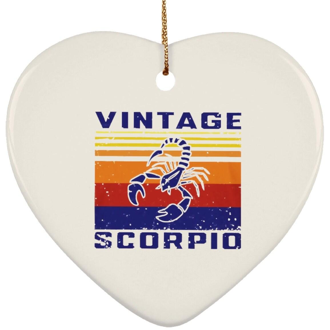 Vintage Scorpio Ceramic Heart Ornament, High Quality Scorpio Vintage Zodiac Astrology Horoscope Ornament ceramic scorpio, gift for scorpio, Level Of Savage, october born, scorpio astrology, scorpio ceramic, Scorpio Ceramic gift, scorpio gifts, scorpio necklace, scorpio tee, scorpio zodiac sign, september born, vintage scorpio - plusminusco.com