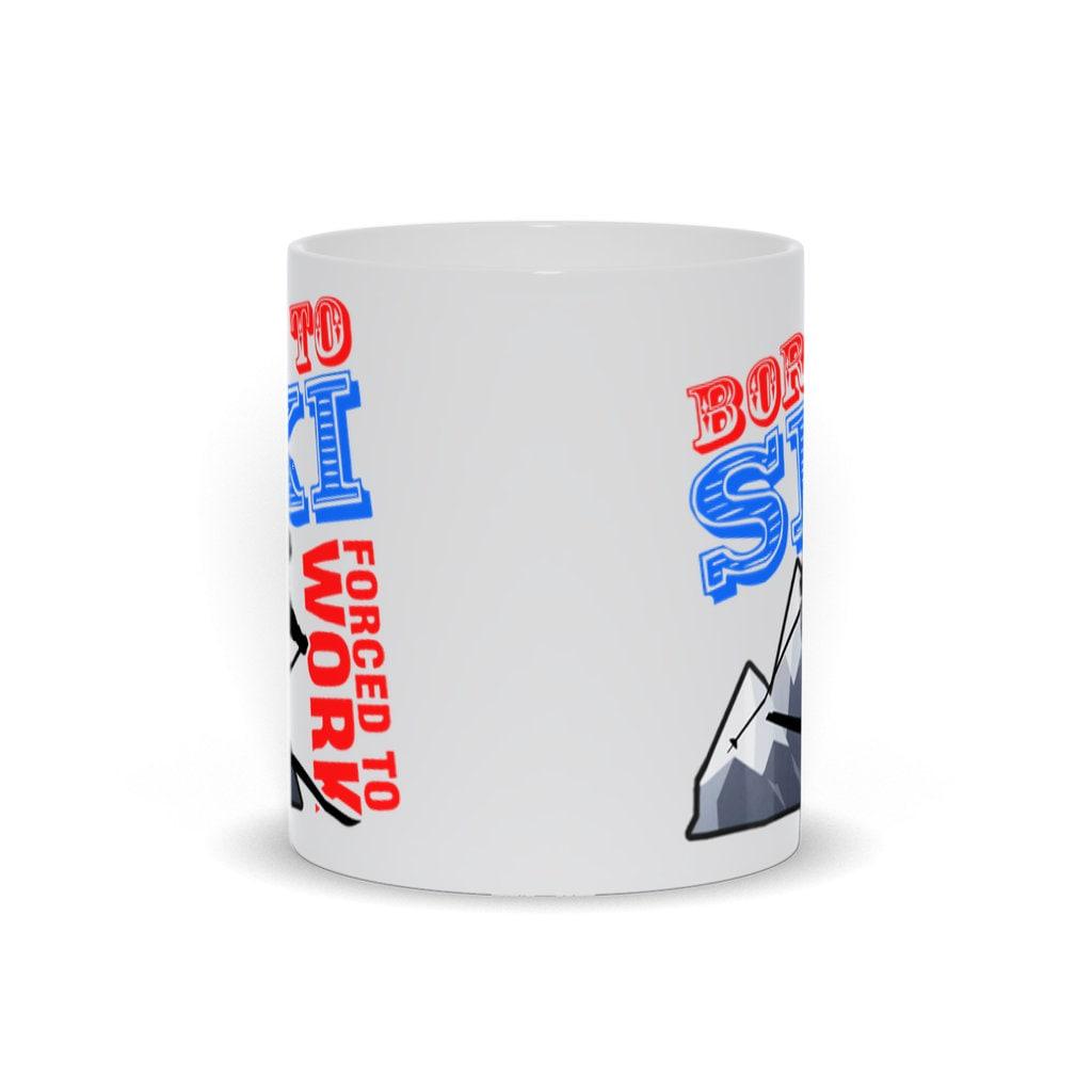 Born To Ski Forced To Work Mugs born to ski, born to ski mug, ceramic mug, ski, ski mug, ski suit, skiing, skiing mug, skiing suit, snow ski, snowboarding, sports mug, winter - plusminusco.com