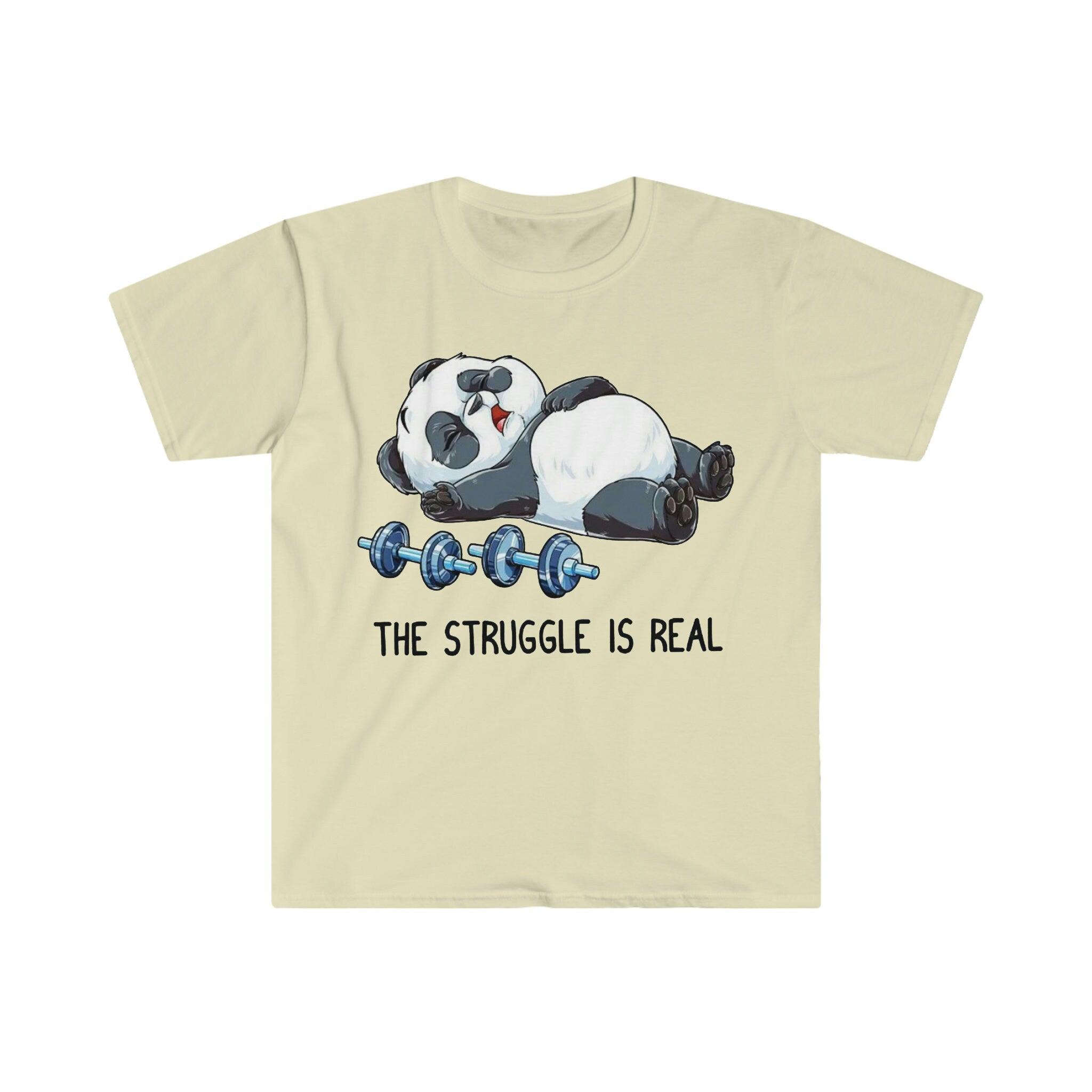 The Struggle Is Real Panda Weightlifting T-Shirts, Weightlifting Fitness Gym Funny T-Shirt, Workout Shirt ,Fitness Shirt - plusminusco.com