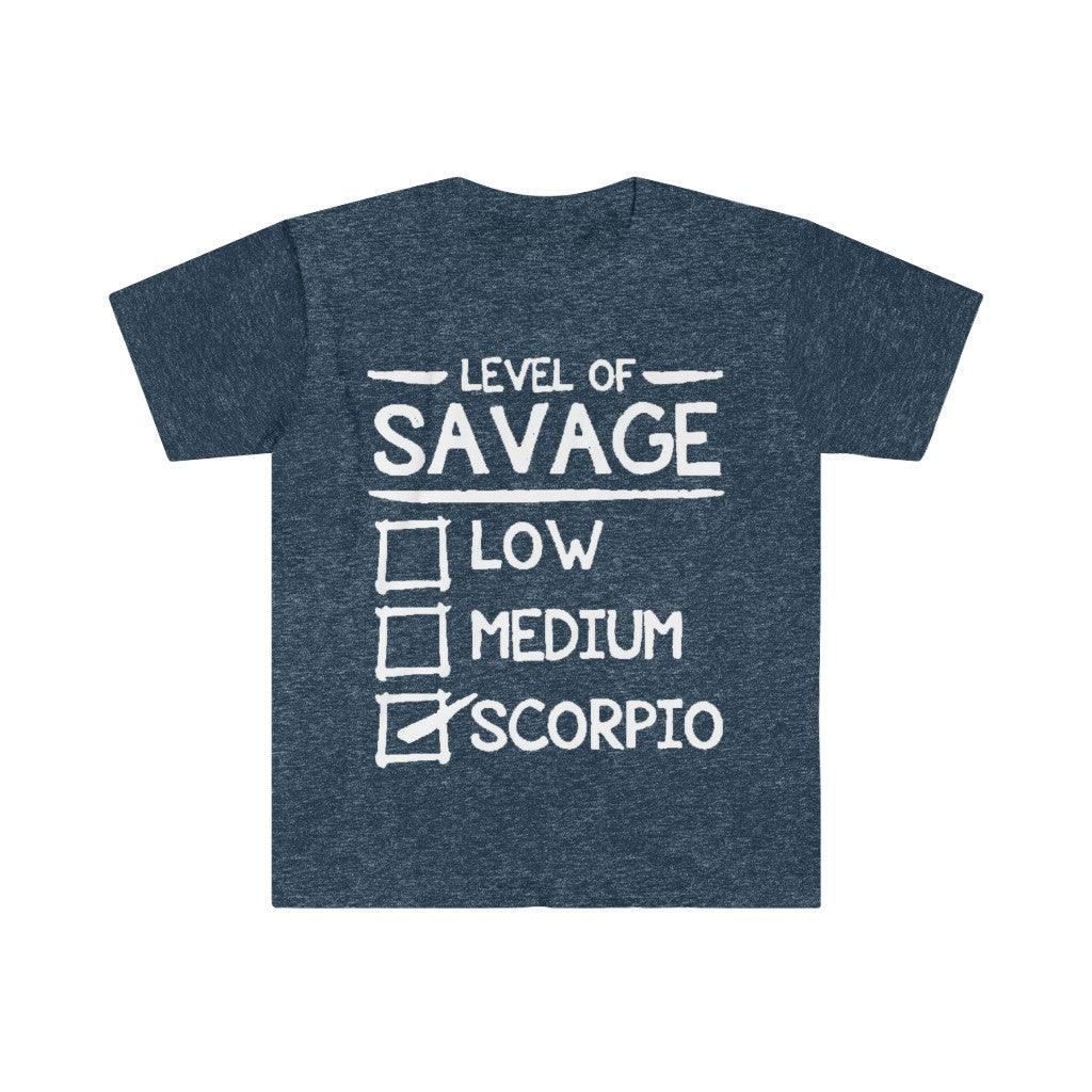 Level Of Savage Scorpio T-Shirts, Scorpio Women Gift || Scorpio Birthday Gift, scorpio tee || Scorpio Gift Ideas - plusminusco.com