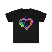 LGBT Rainbow heart, Vintage Women New Cute Love Dog Paw Print Colorful Graphic T-Shirts, Rainbow Dog Paw LGBTQ Pride Parade, dog lover lgbtq - plusminusco.com