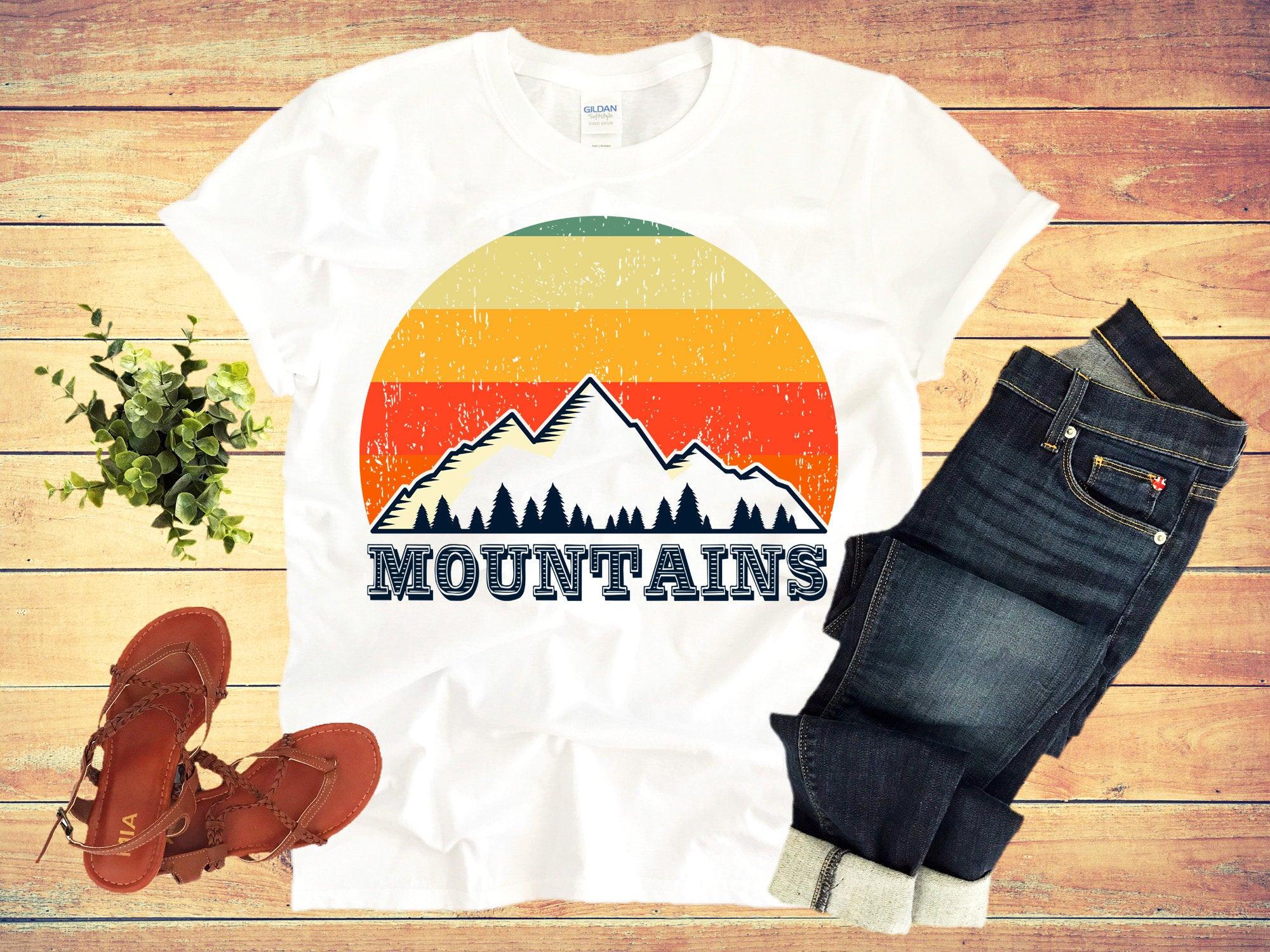 Mountains | Retro Sunset T-Shirts, Undefeated Hide and Seek World Champion Bigfoot Shirt Big Foot Believe, Gift for a hiker, Hiker Shirt, Hiking Gifts, Hiking Shirt, Mountain Shirt, Mountains, Mountains Calling, Mountains Shirt, Nature Shirt, Sasquatch Shirt, Take a Hike Shirt, Trendy Shirt - plusminusco.com