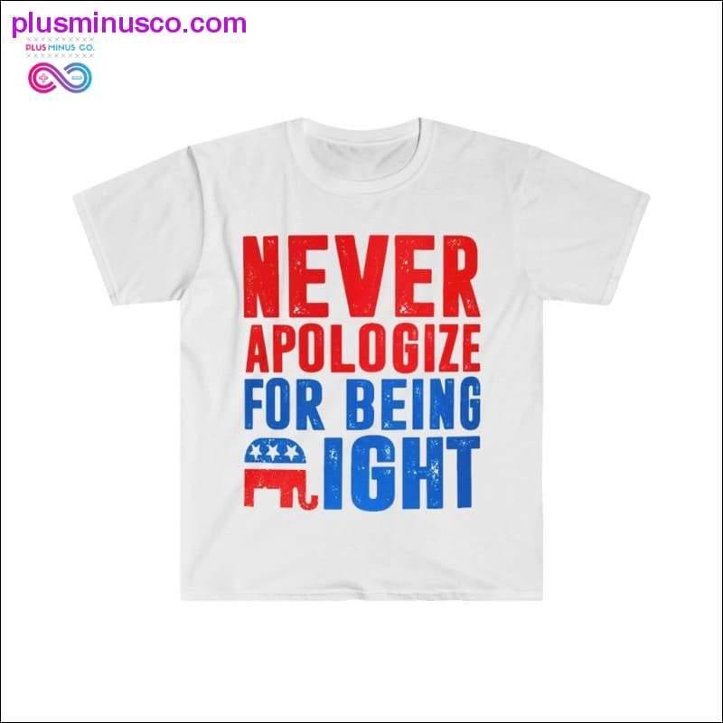 Never Apologize For Being Right T-Shirt - plusminusco.com