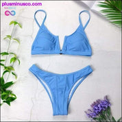 New Sexy Bandeau Bikini V Neck Swimsuits Push Up Swimwear - - plusminusco.com