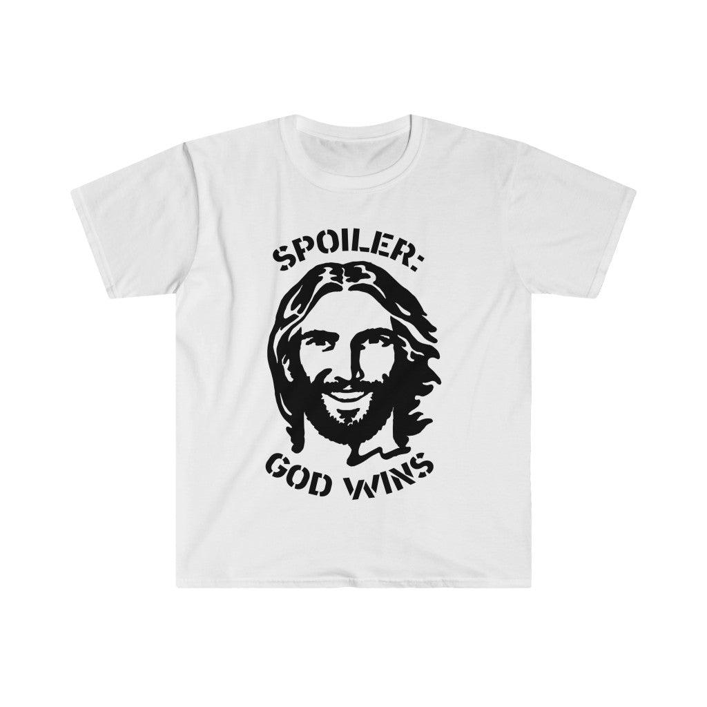 Spoiler GOD wins, Funny Christian Shirt, Religious TShirt, Faith Shirt, Grace T Shirt, Church Shirt, Funny God Shirt, Christian TShirt - plusminusco.com