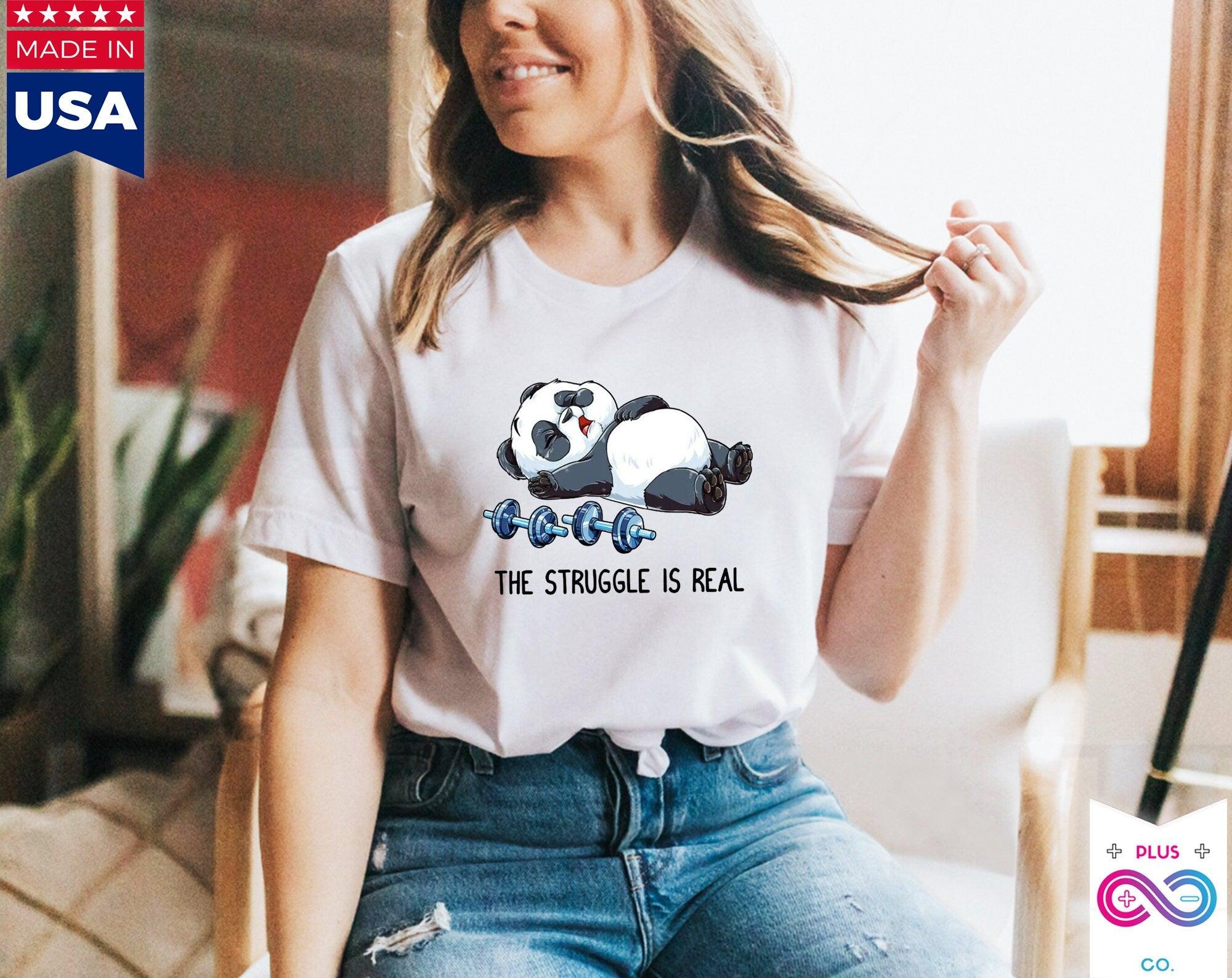 The Struggle Is Real Panda Weightlifting T-Shirts, Weightlifting Fitness Gym Funny T-Shirt, Workout Shirt ,Fitness Shirt - plusminusco.com