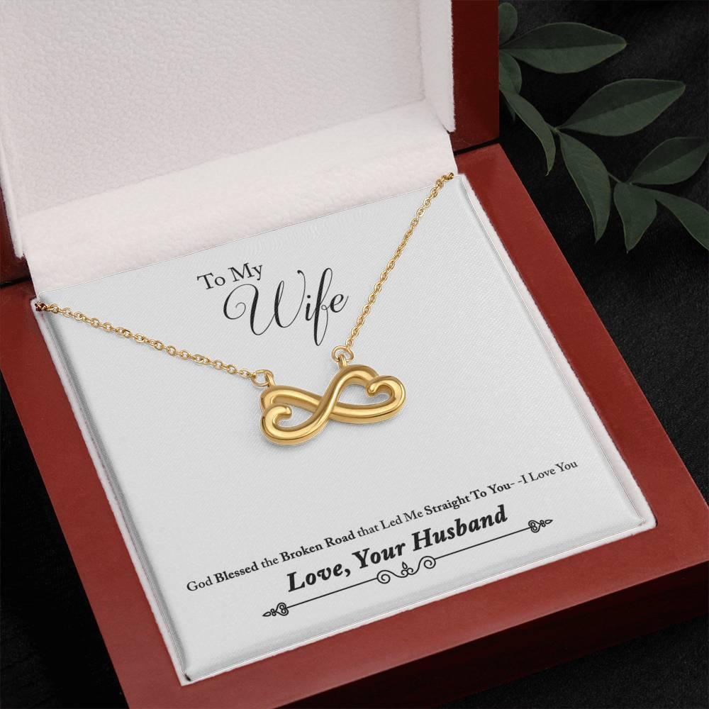 To my wife love your husband Necklace, Infinity Heart - plusminusco.com