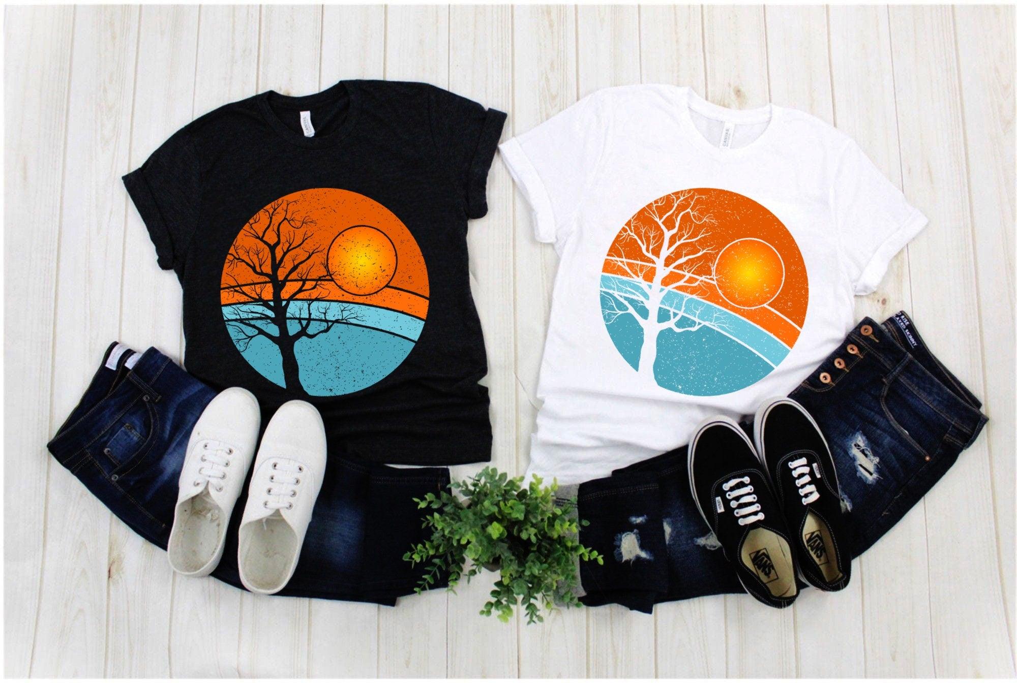 Tree | Retro Sunset T-Shirts,Retro Tree Shirt | Travel Adventure Tree Shirt | Silhouettes Shirt | Surfer | Gift For Him | Gift For Her Retro Sunset, T-Shirts, Tree - plusminusco.com